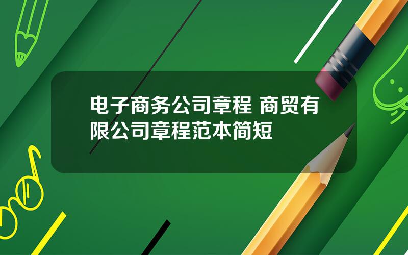 电子商务公司章程 商贸有限公司章程范本简短